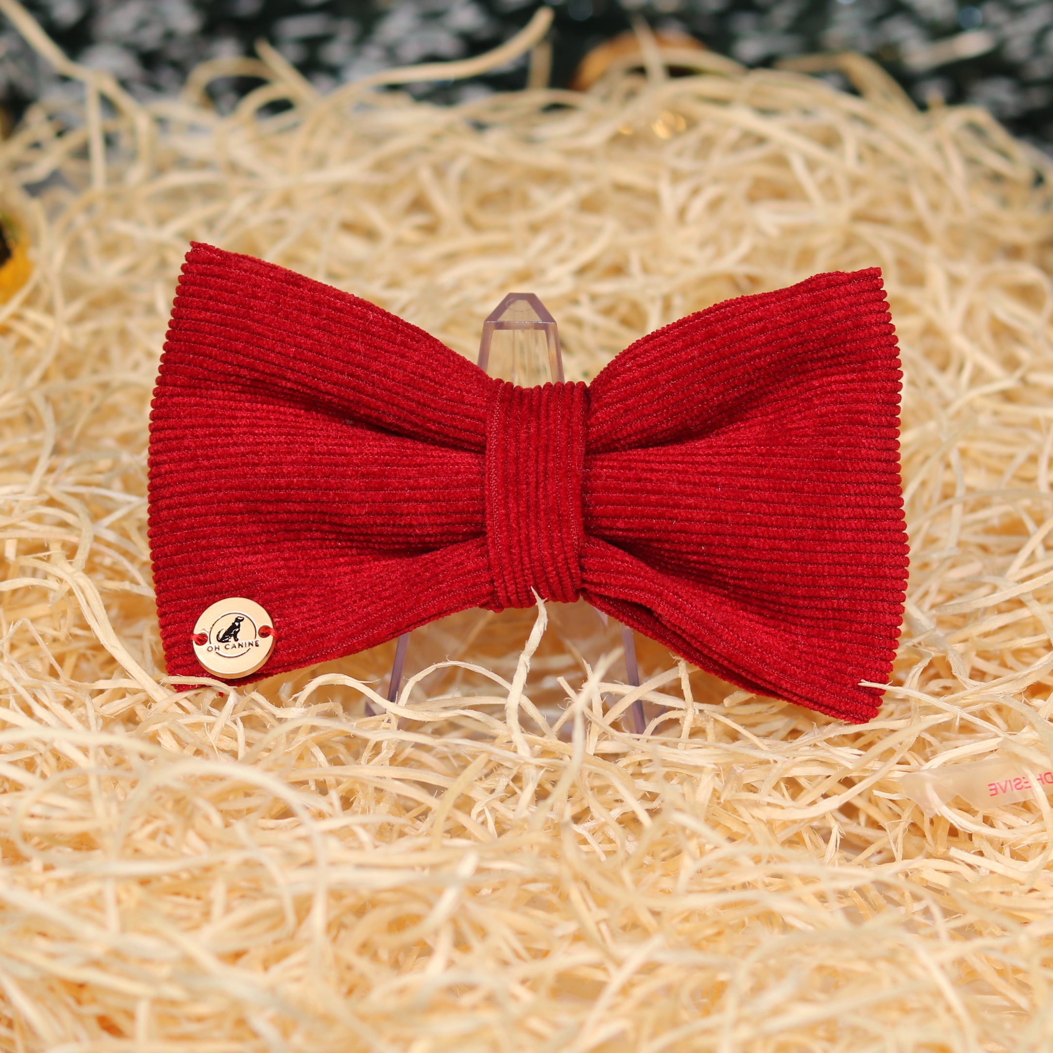 Holiday Red corduroy Bow tie