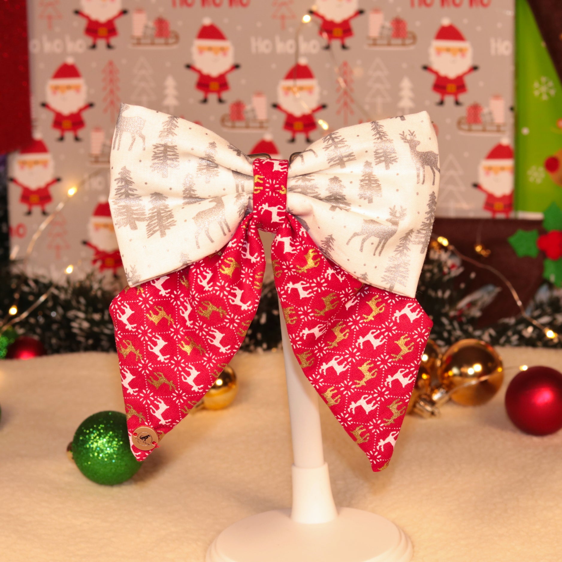 Christmas Red & White Handmade Sailor bowtie for your pets