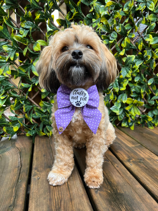 Personalized Purple Polkadot Handmade Dog Collar Sailor bow tie