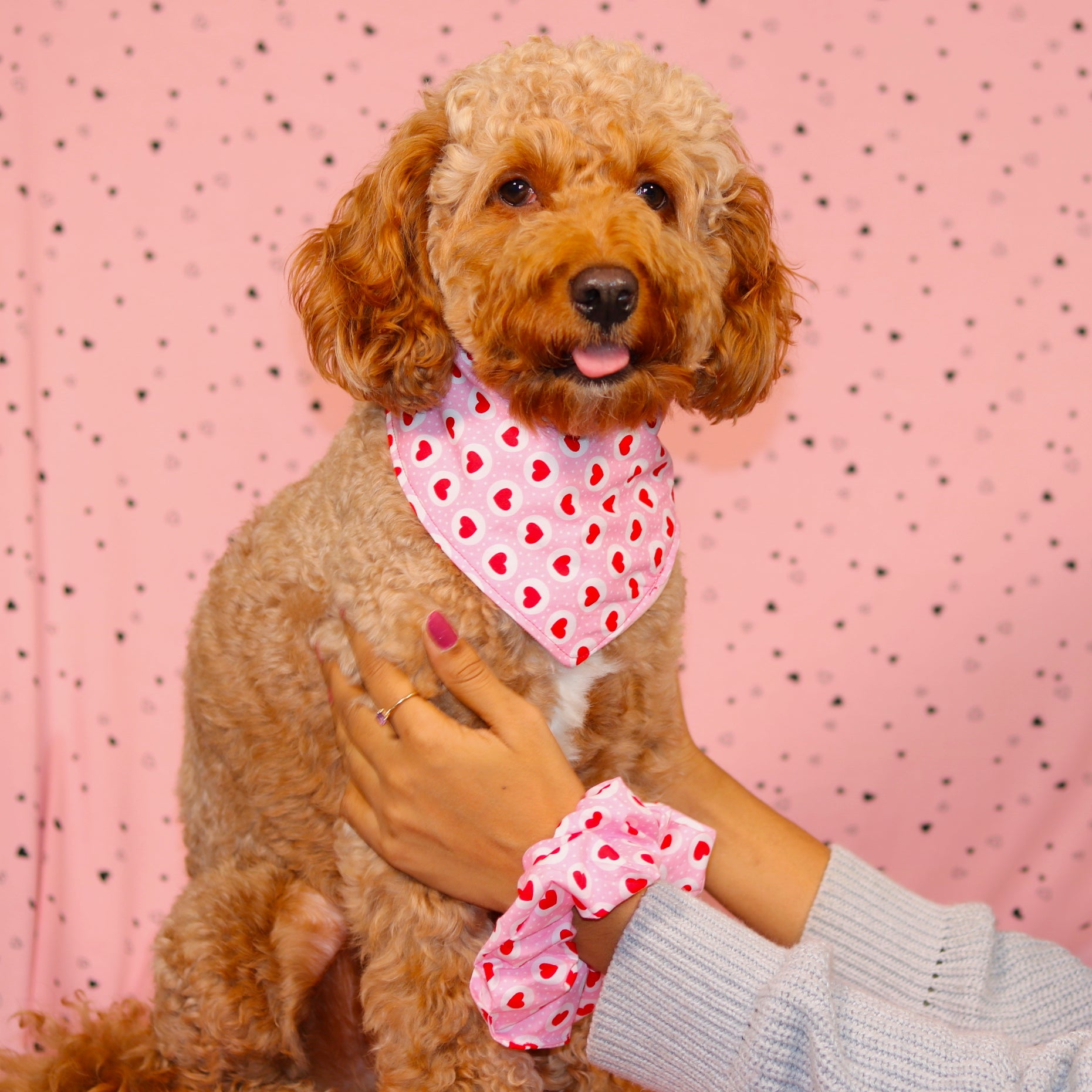 Pink Heart & Initial patch double sided Snap On Bandana | Valentines day Bandana