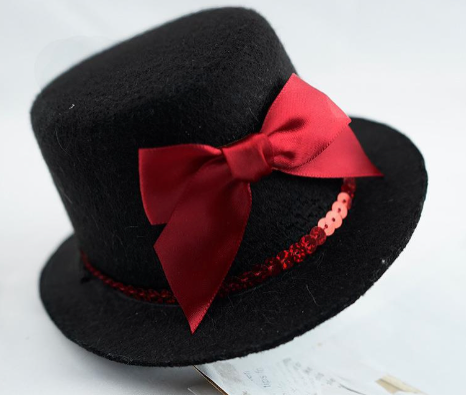 Black & Red Felt top hat Halloween hat for dogs