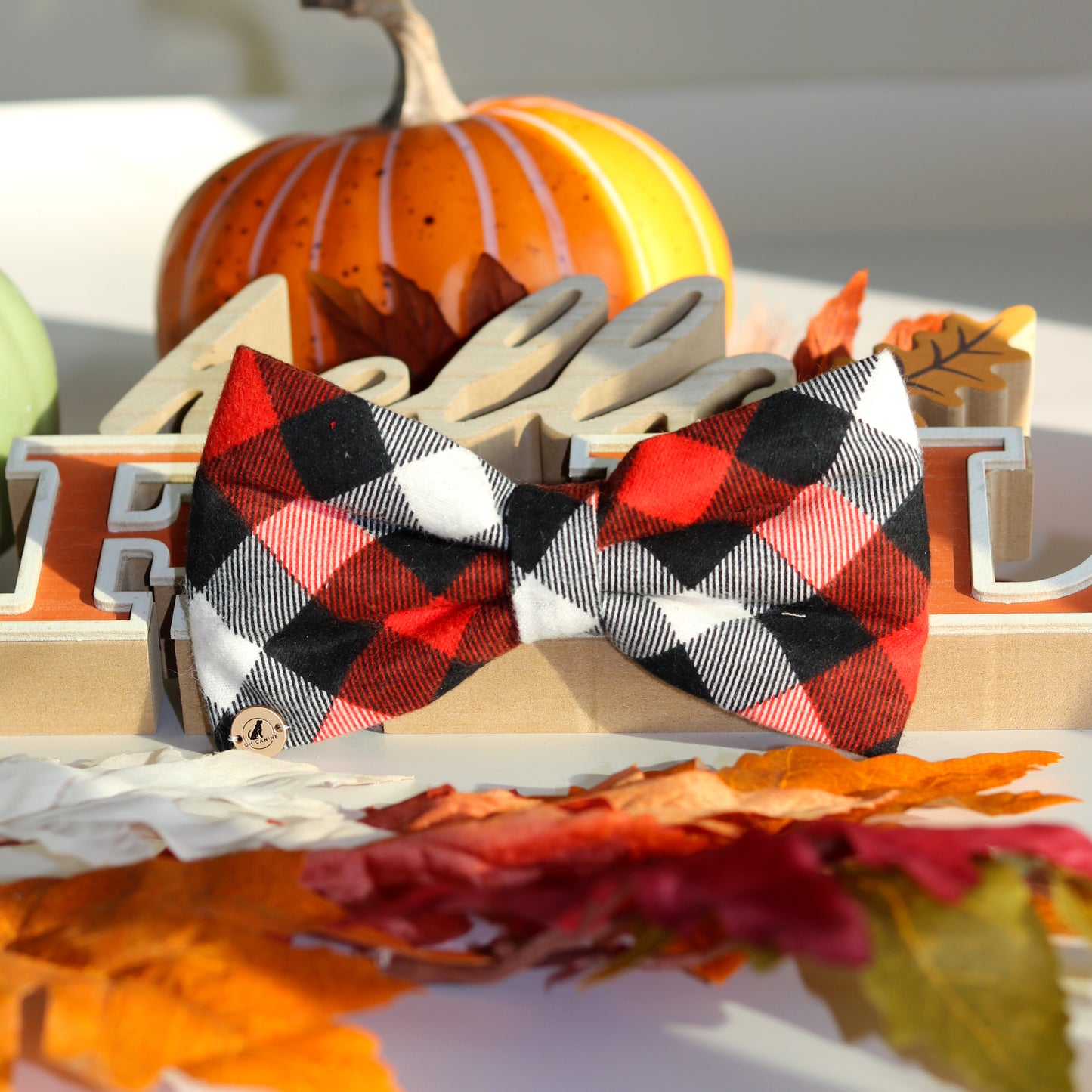 Red And Black Plaid Dog Collar Bowtie