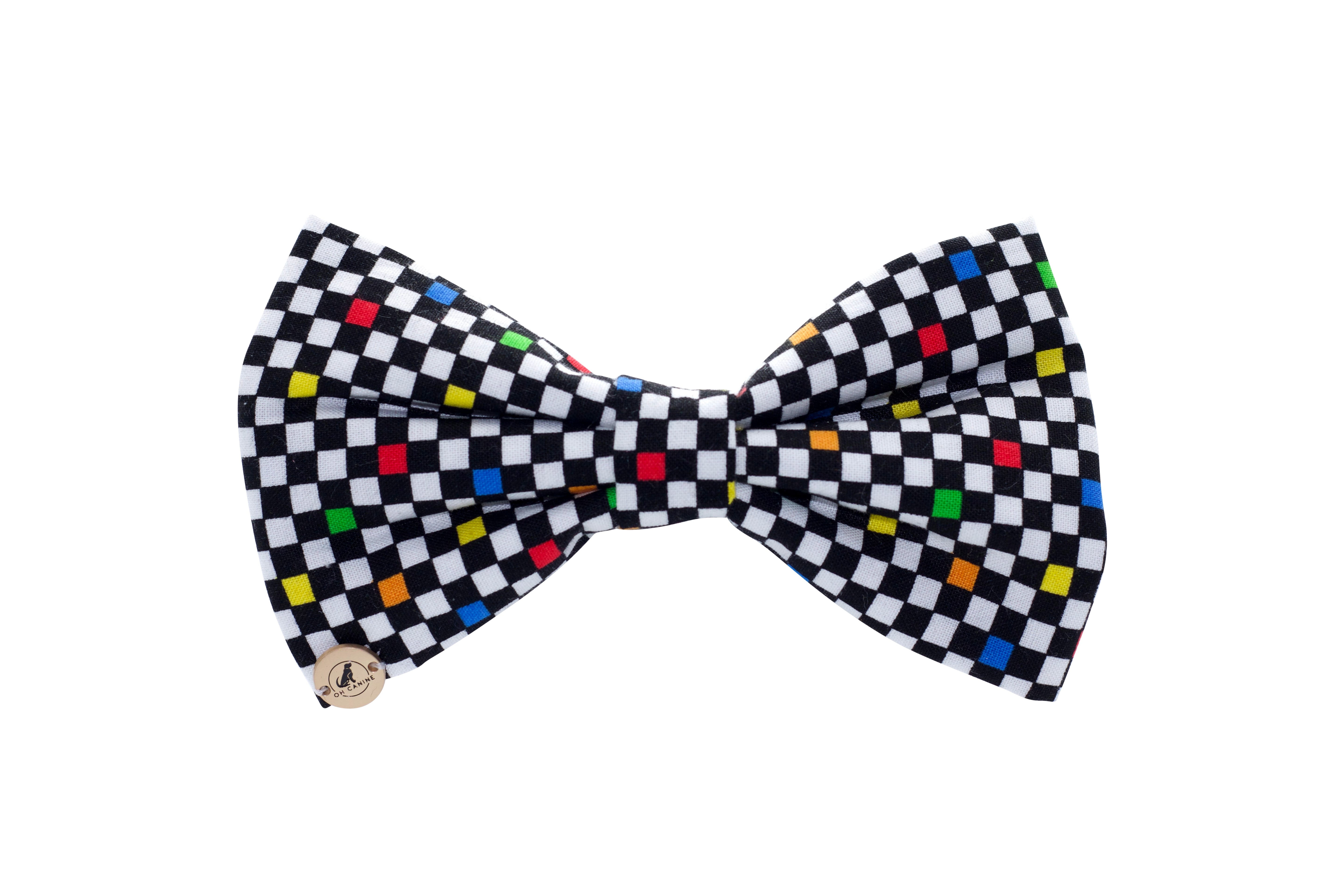 Personalized black checkered bow