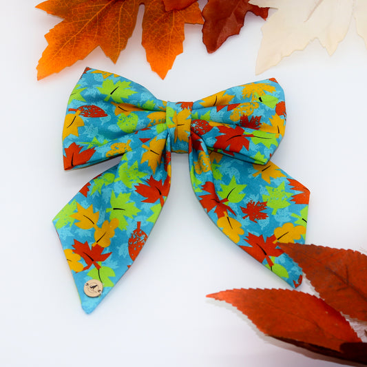 Fall Leaves Dog Collar Sailor Bowtie