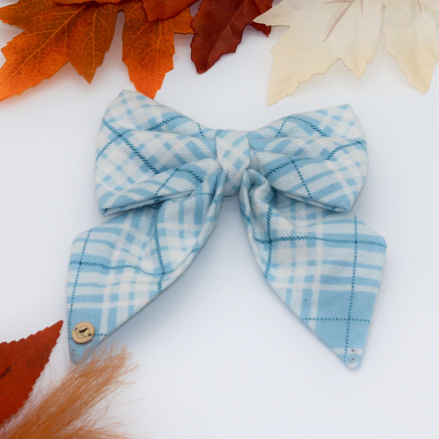 Blue Plaid Dog Collar Sailor Bowtie