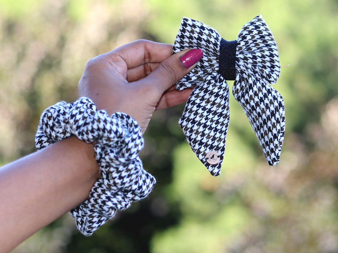 Hounds tooth Bow, Sailor bow and Scrunchies