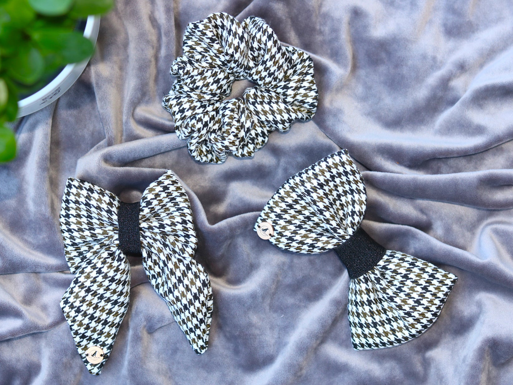 Hounds tooth Bow, Sailor bow and Scrunchies