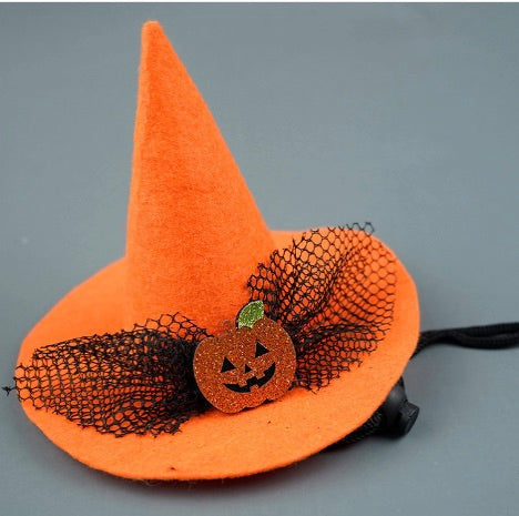 Orange witch Halloween hat for dogs