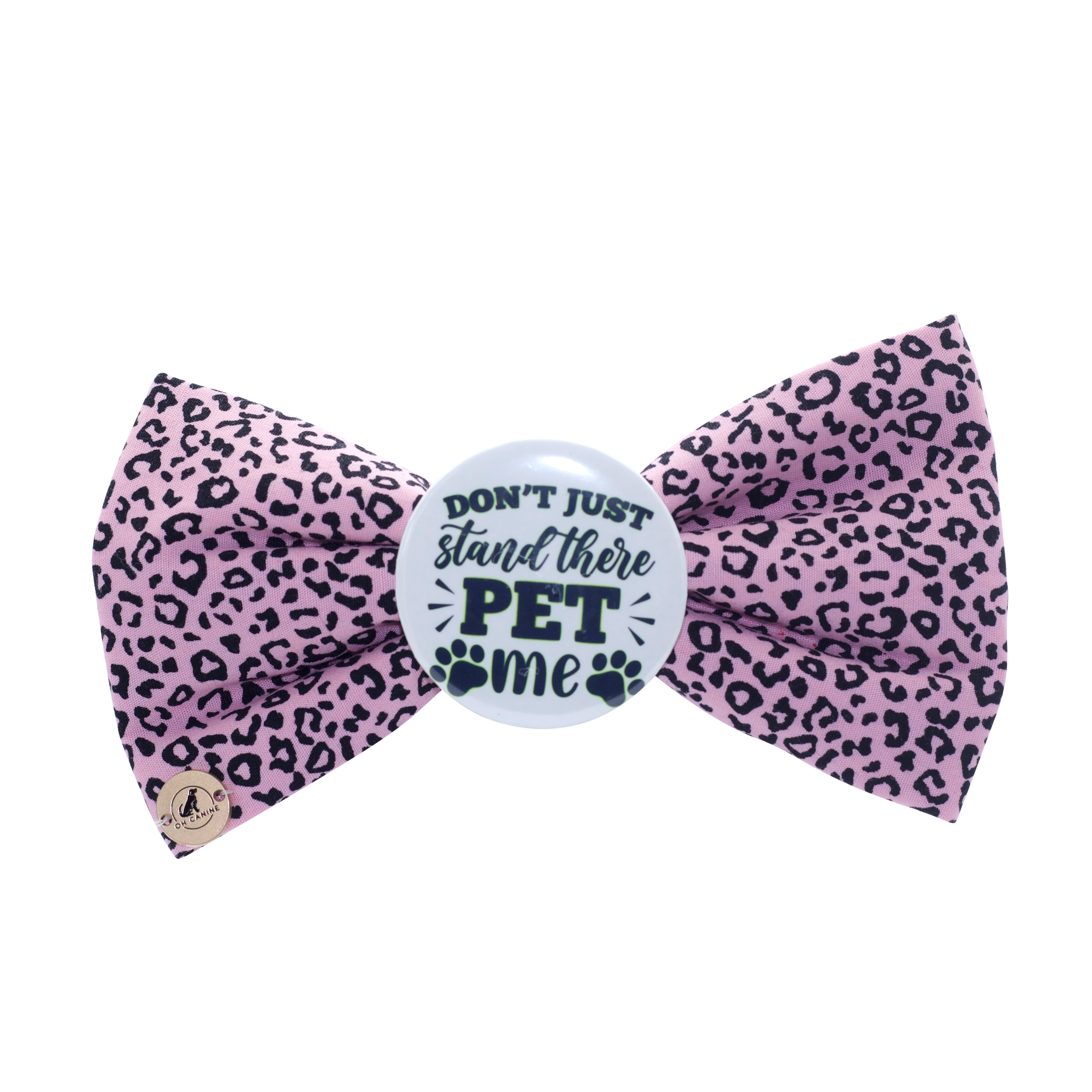 Personalized Pink Leopard Dog bowtie