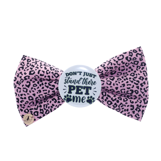 Personalized Pink Leopard Dog bowtie