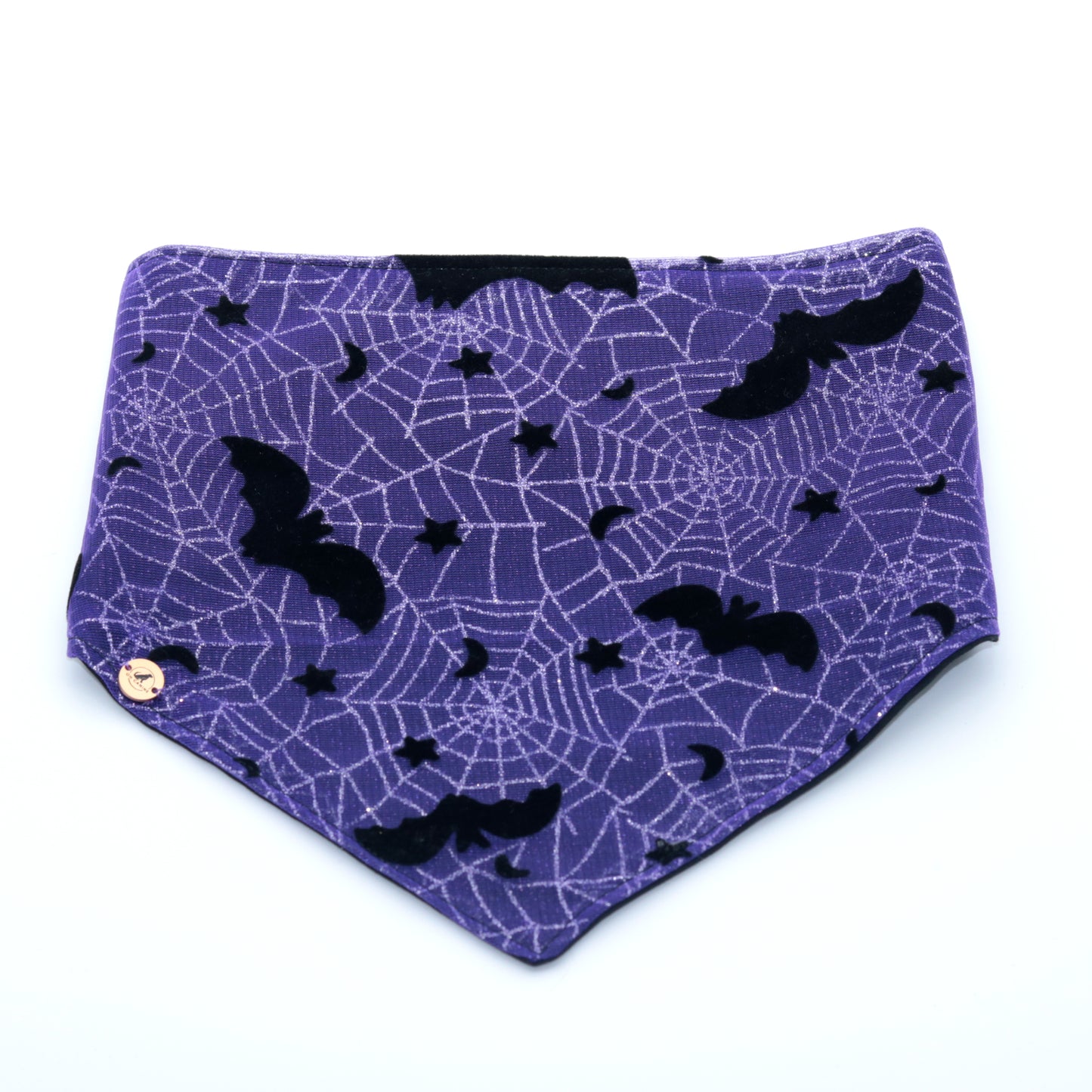 Halloween Purple Bat and spider web Dog Designer Bandanna